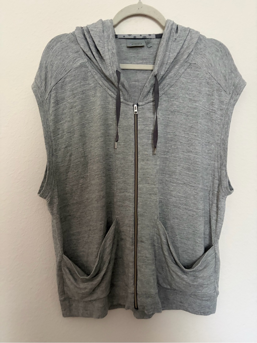 Athleta Light Gray Sleeveless Zip Hoodie